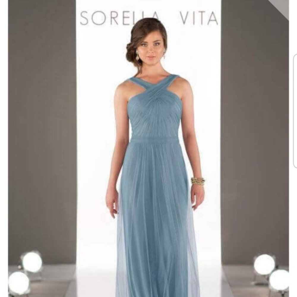 Flowing Criss-Cross Strap Bridesmaid Dress